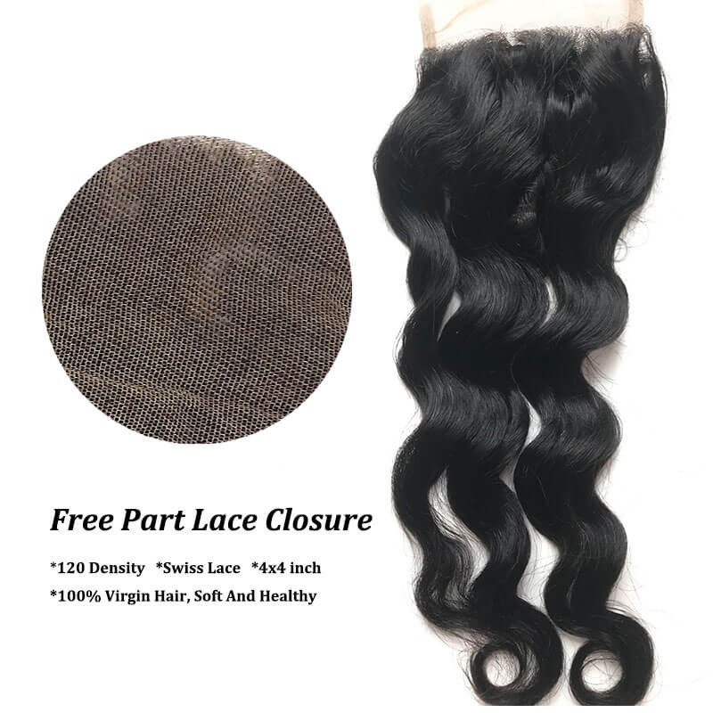 Natural Wave Idolra Virgin Hair Lace Closure Free Part 10in-20in 4x4 Closure Free Shipping